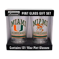 Miami Hurricanes 16oz Pint Glass Two Pack