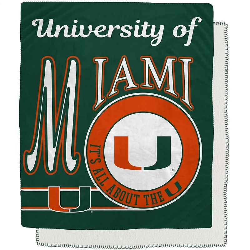 Miami Hurricanes 50" x 60" Retro Emblem Flannel Fleece Sherpa Blanket
