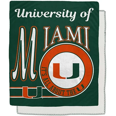Miami Hurricanes 50" x 60" Retro Emblem Flannel Fleece Sherpa Blanket