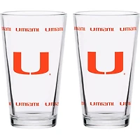 Miami Hurricanes Two-Pack Knockout 16oz Pint Glass Set