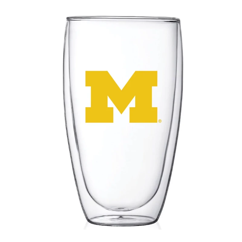 Michigan Wolverines 15oz Double Wall Thermo Glass