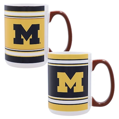 Michigan Wolverines 15oz Home  Away 2-Pack Mug Set