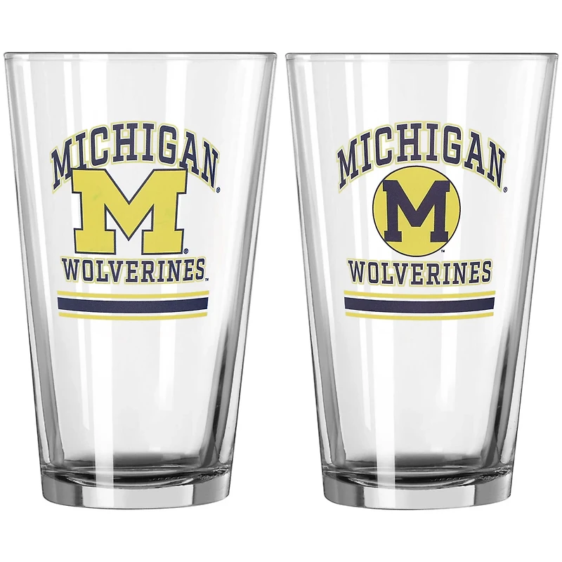 Michigan Wolverines 16oz Pint Glass Two Pack