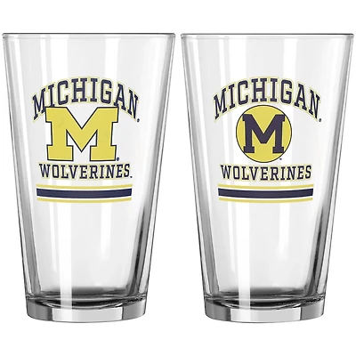 Michigan Wolverines 16oz Pint Glass Two Pack