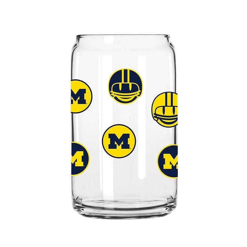 Michigan Wolverines 16oz Smiley Can Glass