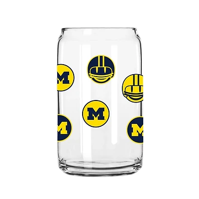 Michigan Wolverines 16oz Smiley Can Glass