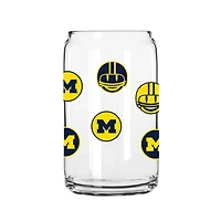 Michigan Wolverines 16oz Smiley Can Glass