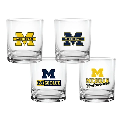 Michigan Wolverines 4-Pack Collector's 14oz Rocks Glass Set