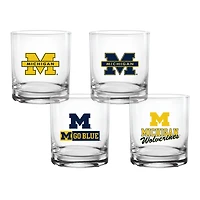 Michigan Wolverines 4-Pack Collector's 14oz Rocks Glass Set