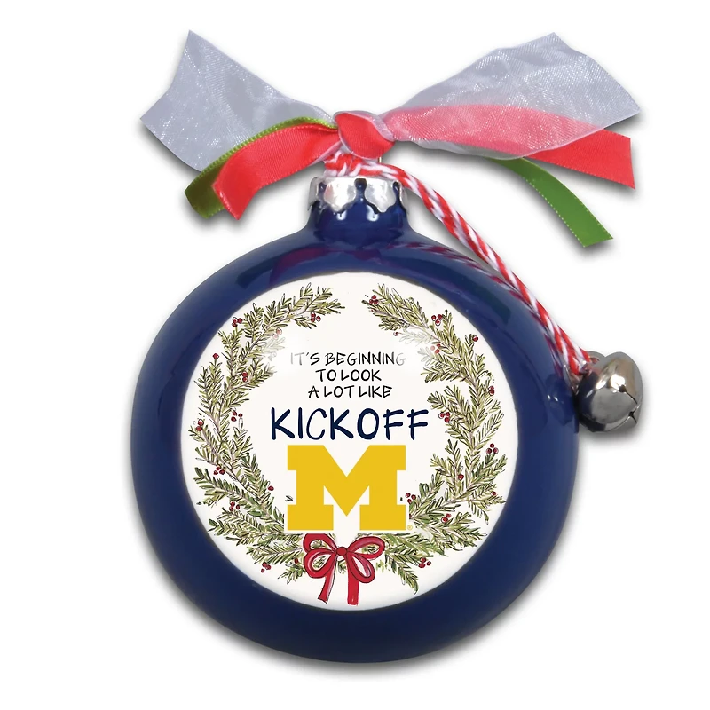 Michigan Wolverines Wreath Kickoff Painted Ornament
