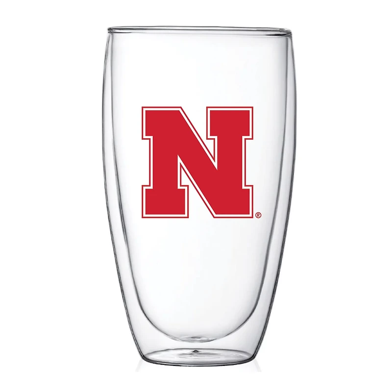 Nebraska Huskers 15oz Double Wall Thermo Glass