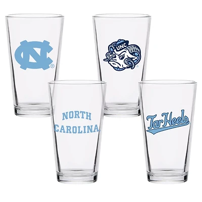 North Carolina Tar Heels 16oz Collector Pint Glass Four-Set