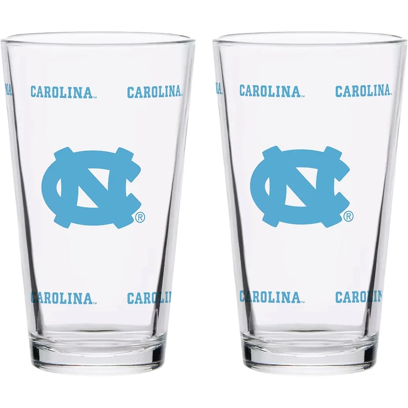 North Carolina Tar Heels Two-Pack Knockout 16oz Pint Glass Set