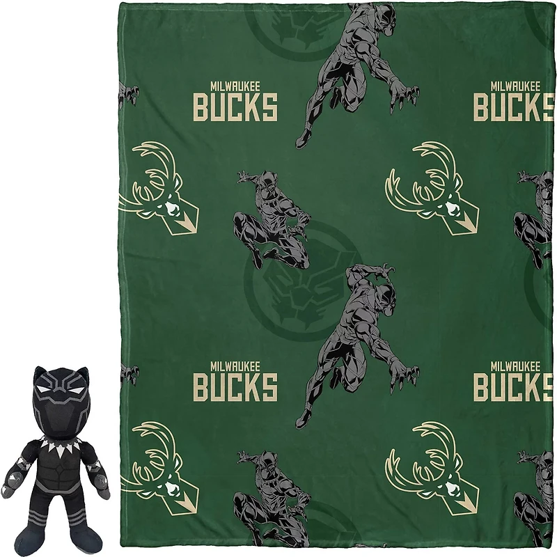 Northwest x Disney Milwaukee Bucks Panther Hugger Pillow Throw Blanket Set