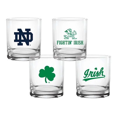 Notre Dame Fighting Irish 4-Pack Collector's 14oz Rocks Glass Set