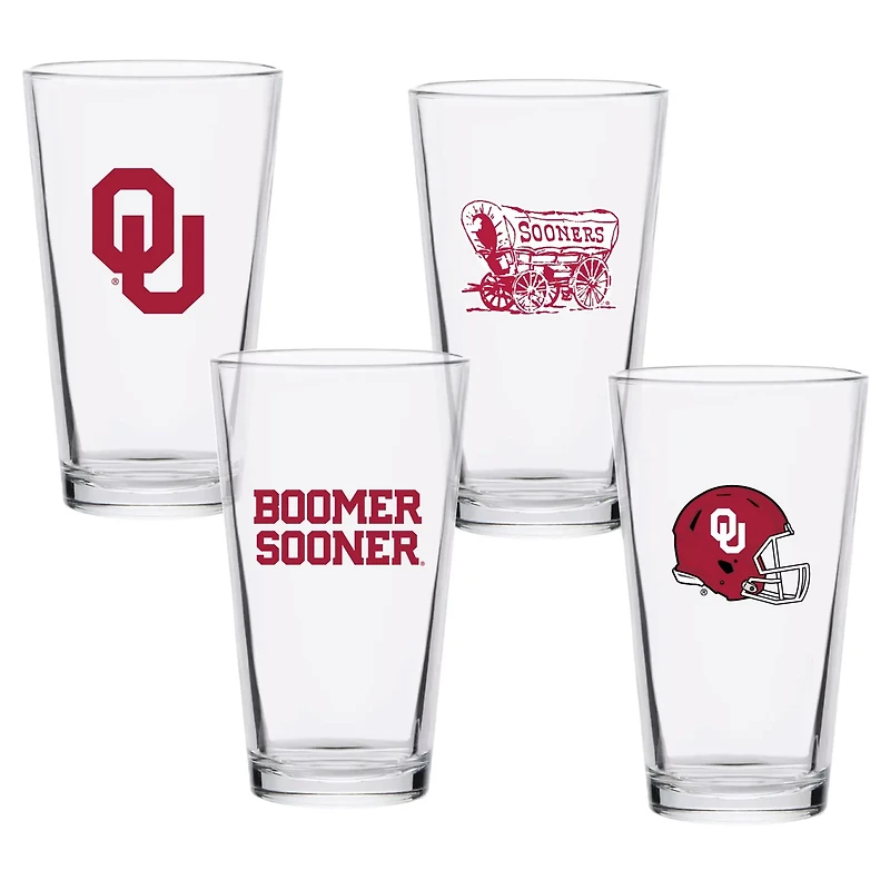 Oklahoma Sooners 16oz Collector Pint Glass Four-Set