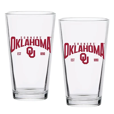 Oklahoma Sooners 16oz Established Pint Glass Two-Set
