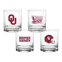 Oklahoma Sooners 4-Pack Collector's 14oz Rocks Glass Set