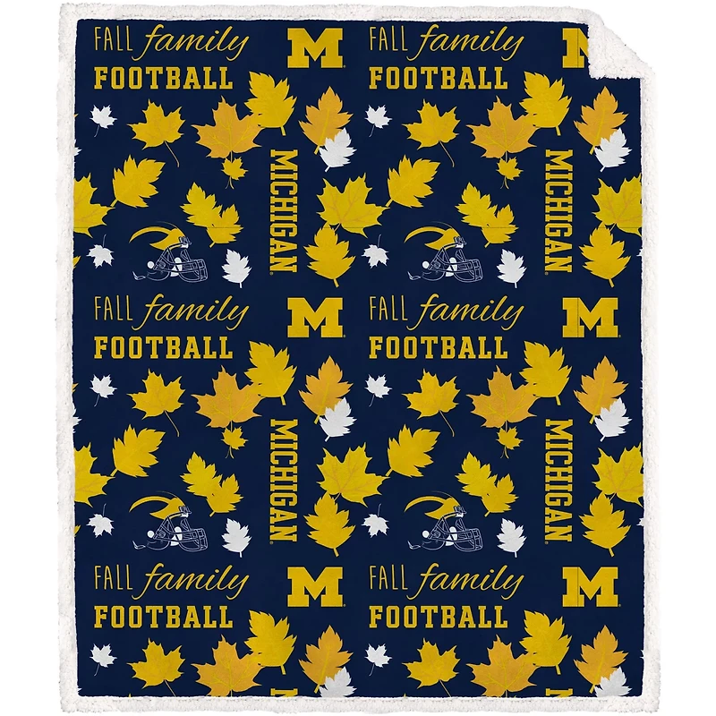 Pegasus Michigan Wolverines 60" x 70" Fall Family Football Flannel Fleece Sherpa Blanket