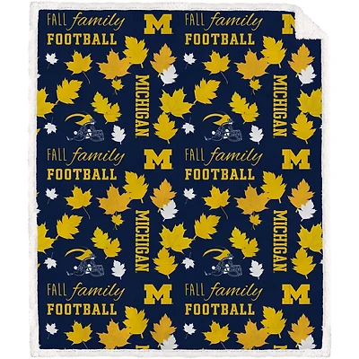 Pegasus Michigan Wolverines 60" x 70" Fall Family Football Flannel Fleece Sherpa Blanket