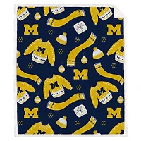 Pegasus Michigan Wolverines 60" x 70" Ugly Sweater Flannel Fleece Sherpa Blanket