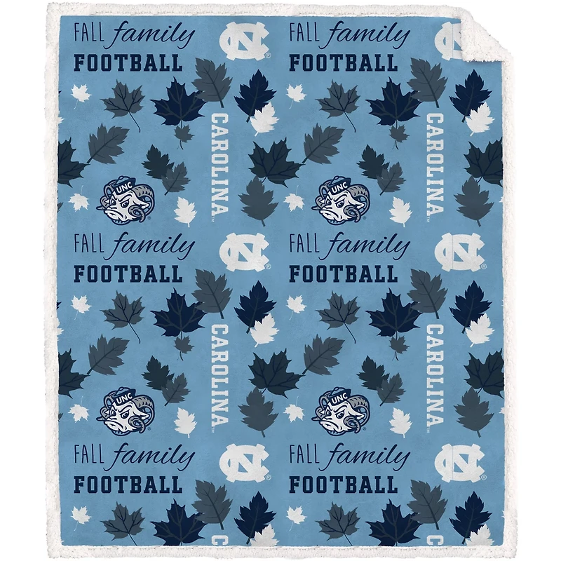Pegasus North Carolina Tar Heels 60" x 70" Fall Family  Football Flannel Fleece Sherpa Blanket