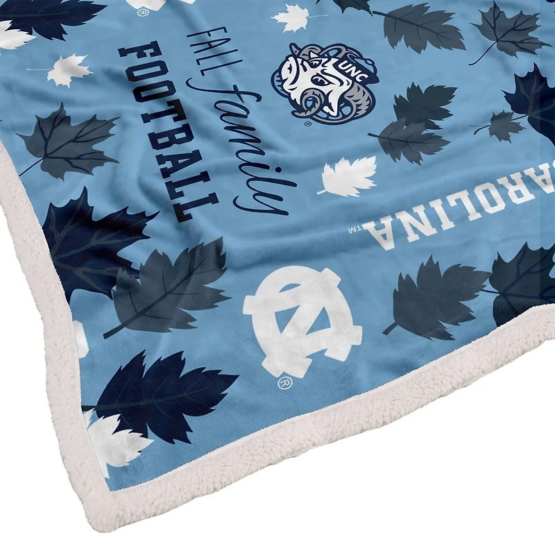 Pegasus North Carolina Tar Heels 60" x 70" Fall Family  Football Flannel Fleece Sherpa Blanket