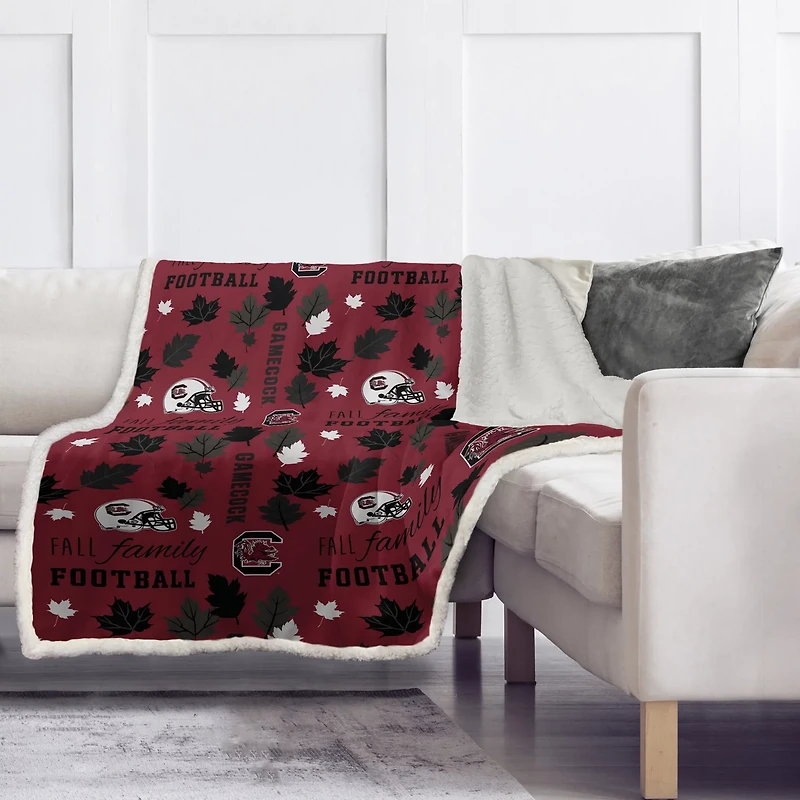 Pegasus South Carolina Gamecocks 60" x 70" Fall Family Football Flannel Fleece Sherpa Blanket