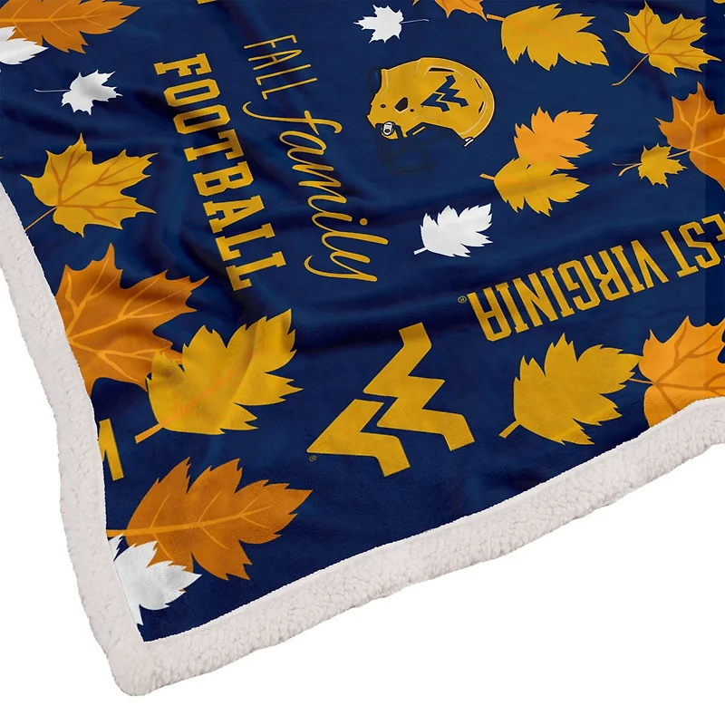 Pegasus West Virginia Mountaineers 60" x 70" Fall Family Football Flannel Fleece Sherpa Blanket