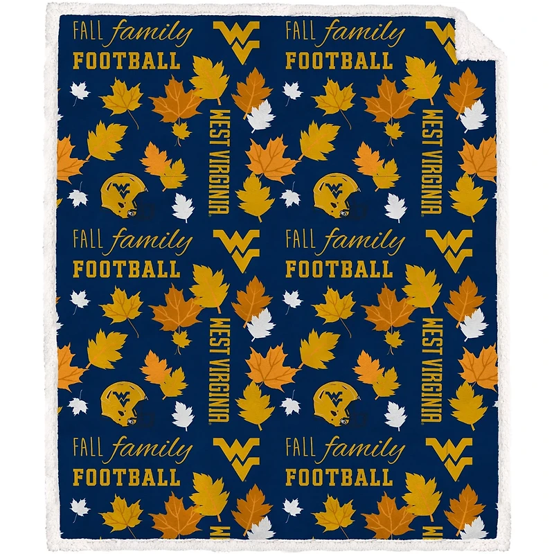 Pegasus West Virginia Mountaineers 60" x 70" Fall Family Football Flannel Fleece Sherpa Blanket