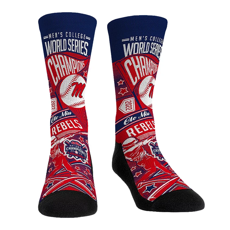 Rock Em Socks Ole Miss Rebels 2022 NCAA Men's Baseball College World Series Champions Crew Socks