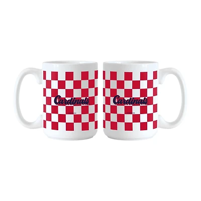 St Louis Cardinals 2-Pack 15oz Checkered Wordmark Mug Set