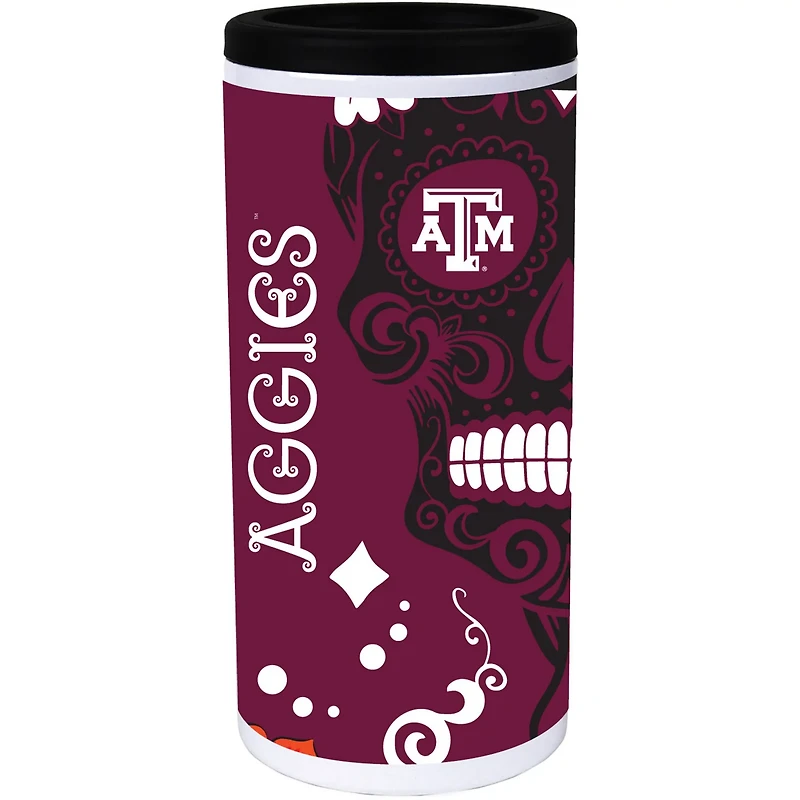 Texas AM Aggies Dia Stainless Steel 12oz Slim Can Cooler