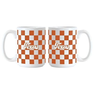 Texas Longhorns 2-Pack 15oz Checkered Wordmark Mug Set