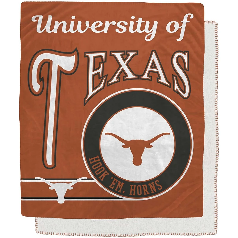 Texas Longhorns 50" x 60" Retro Emblem Flannel Fleece Sherpa Blanket