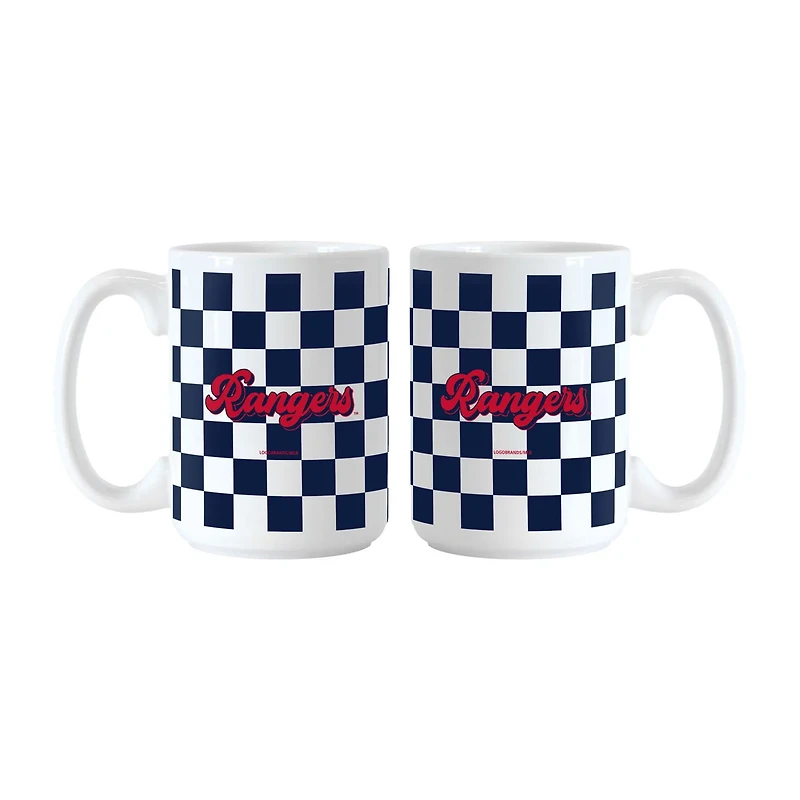Texas Rangers 2-Pack 15oz Checkered Wordmark Mug Set