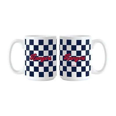 Texas Rangers 2-Pack 15oz Checkered Wordmark Mug Set