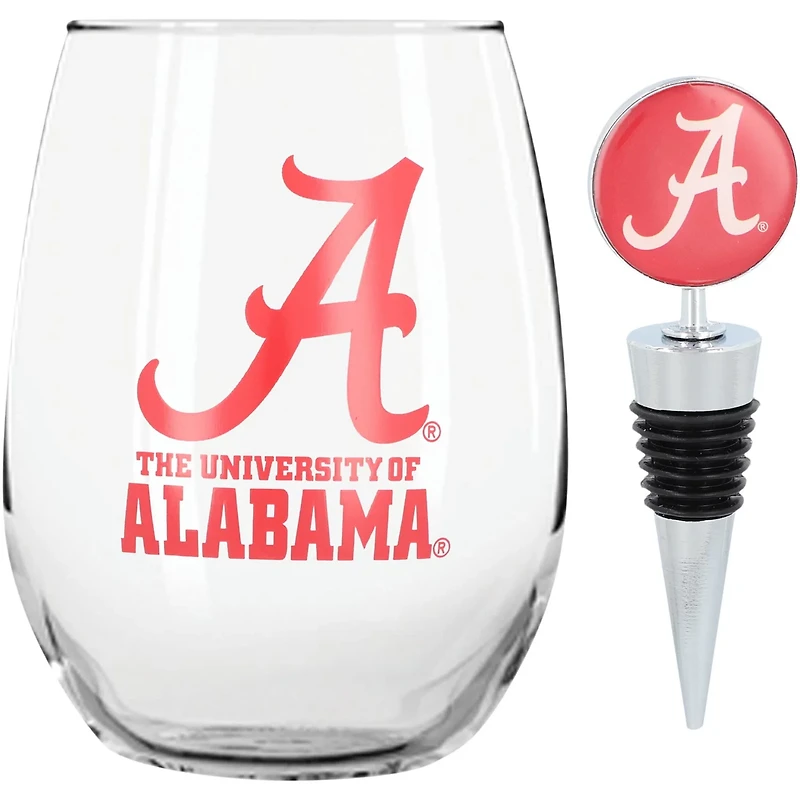 The Memory Company Alabama Crimson Tide 15oz Stemless Tumbler With Wine Bottle Stopper