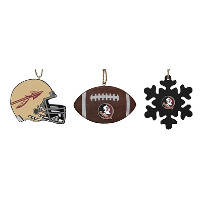 The Memory Company Florida State Seminoles Three-Pack Helmet Football  Snowflake Ornament Set