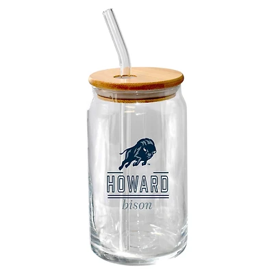 The Memory Company Howard Bison 16oz Classic Crew Beer Glass with Bamboo Lid