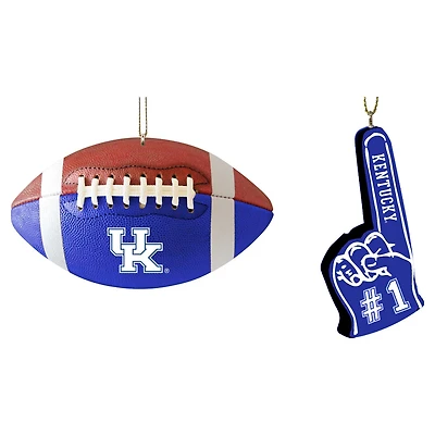 The Memory Company Kentucky Wildcats Two-Pack Football  Foam Finger Ornament Set
