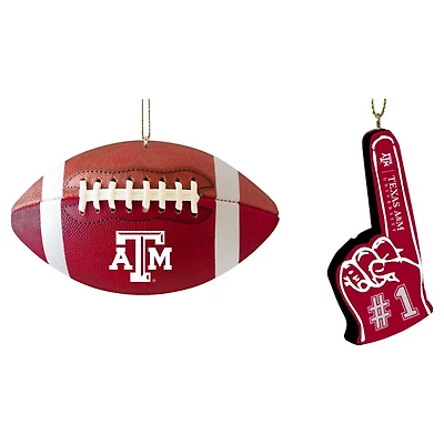 The Memory Company Texas AM Aggies Two-Pack Football  Foam Finger Ornament Set
