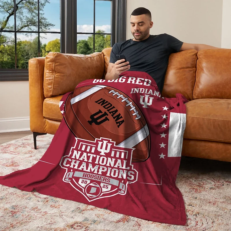 The Northwest Group Indiana Hoosiers College Football Playoff 2025 National Champions 46" x 60" Commit Silk Touch Throw Blanket
