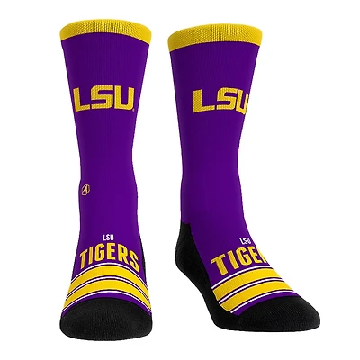 Unisex Rock Em Socks LSU Tigers Gametime Stripe Crew Socks