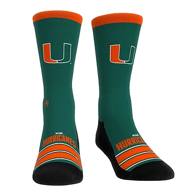 Unisex Rock Em Socks Miami Hurricanes Gametime Stripe Crew Socks