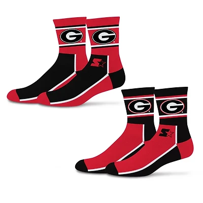 Unisex Starter Black Georgia Bulldogs Double Color Block 2-Pack Mid-Crew Socks