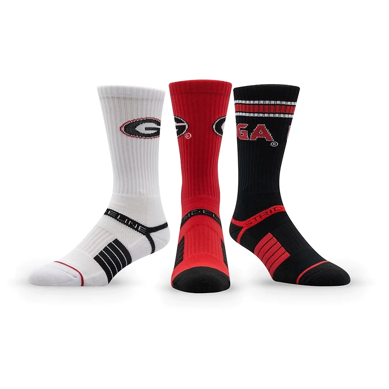 Unisex Strideline Georgia Bulldogs Premium Knit Crew Socks Three-Pack