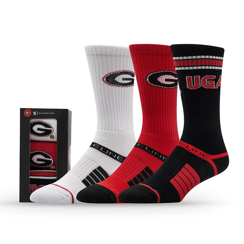 Unisex Strideline Georgia Bulldogs Premium Knit Crew Socks Three-Pack