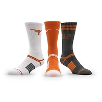 Unisex Strideline Texas Longhorns Premium Knit Crew Socks Three-Pack