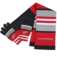 WEAR by Erin Andrews Detroit Wings Stripe Glove  Scarf Set